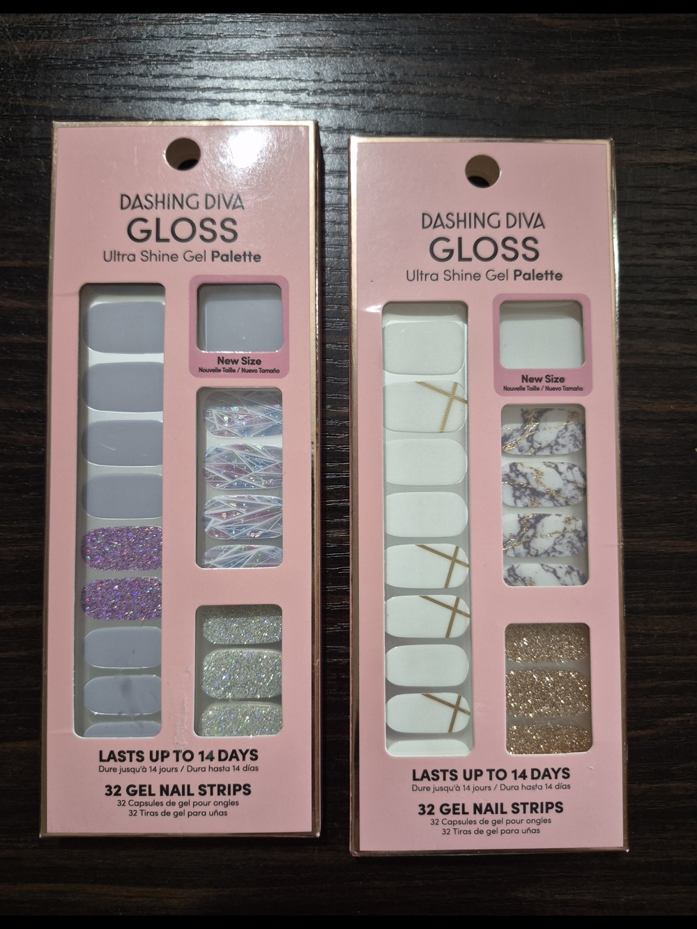 Dashing Diva Gloss Ultra Shine Gel Nail Strips - Gray & White Sets